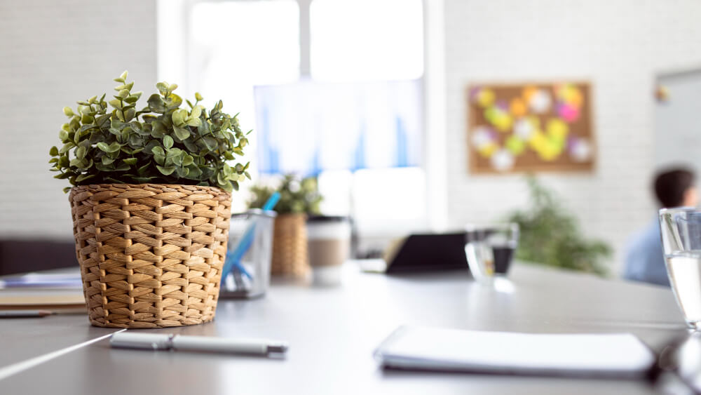 Decoración floral para oficinas con arreglos periódicos